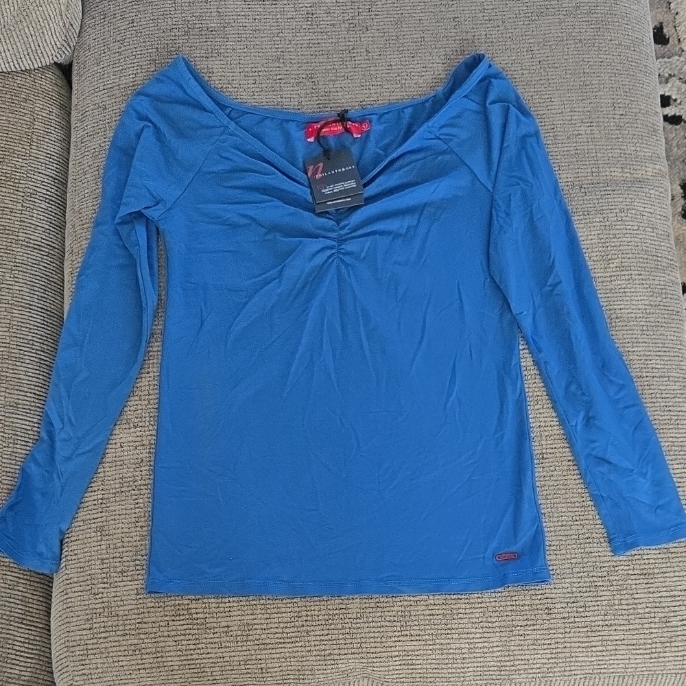 n:PHILANTHROPY Blue Ruched Long Sleeve Tee